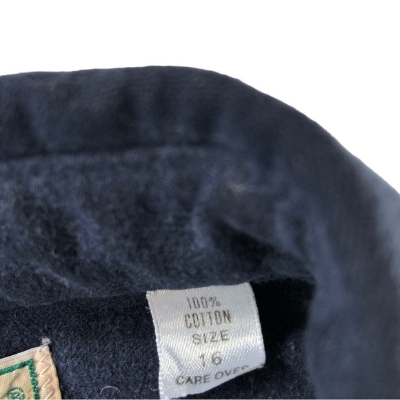 L.L.Bean Flannel Cotton Shirt Women 16 Navy Full Buttoned Front Long Sleeves - Picture 8 of 9